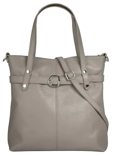 Shopper CLUTY aus Leder, grau, Made in Italy - Eleganter Leder Shopper von Cluty in grau, ideal für Alltag und Freizeit. Mit abnehmbarem Schultergurt und geräumigem Hauptfach für optimale Organisation. Hochwertige Verarbeitung, 100% Rindleder, Made in Italy.