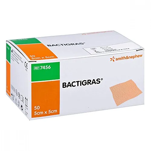 BACTIGRAS antiseptische Paraffingaze 5x5 cm