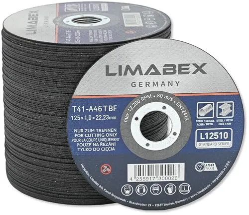 LIMABEX Trennscheiben 125 x 1.0 mm für Metall und Edelstahl (INOX) – 50 Stück
