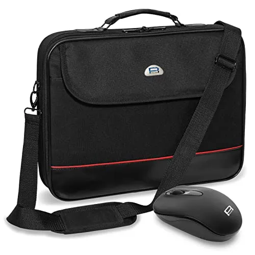 PEDEA - Laptoptasche Trendline Notebook-Tasche bis 18,4 Zoll (46,7cm) inkl. schnurloser Maus I Notebook Umhängetasche mit Schultergurt - Umhängetasche mit Laptoptach - für Damen & Herren, schwarz