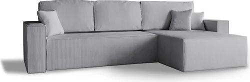 Ecksofa mit Schlaffunktion Amalia L - Grau - Rechts - Stylisches Ecksofa mit Schlaffunktion und integriertem Bettkasten für optimalen Stauraum. Ideal für gemütliche Abende und Übernachtungsbesuche. Hochwertige Verarbeitung und modernes Design für jeden Wohnraum.