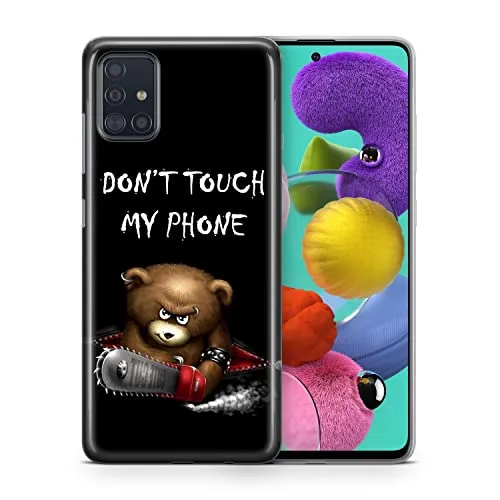 König Design Handyhülle kompatibel mit Samsung Galaxy A20e Silikon Case Hülle Sturzsichere Back-Cover Handyhülle Dont Touch My Phone Bär Schwarz
