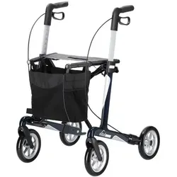 Russka Rollator Vital Carbon plus 62 saphirblau - Premium Carbonrollator für hohe Belastbarkeit bis 150 kg, leicht und ergonomisch, ideal für drinnen und draußen, inkl. Tragetasche und Stockhalter.