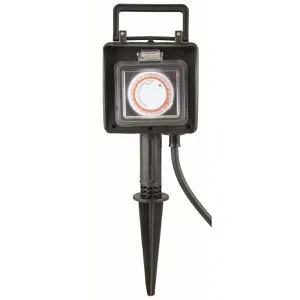 Heitronic Gartensteckdose Dubai, mit Erdspieß, 2-fach, aus Kunststoff, für außen, mit 1,5 m Kabel