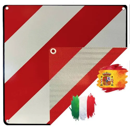 IWH Warntafel ALU 50x50 cm für Italien & Spanien - Hochwertiges Sicherheitsschild, 100% rechtskonform und geprüft, ideal für Fahrradträger - sorgt für Sicherheit auf Reisen.