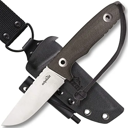 SCHNITZEL TRI Outdoormesser Special Edition - CPM 3V Stahl - Gürtelmesser für Abenteuer: Das SCHNITZEL TRI Outdoormesser in der Special Edition überzeugt mit CPM 3V Stahl, rutschfesten Griffschalen und einem praktischen Dangler-Tragesystem für optimalen Komfort und Sicherheit.