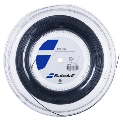 Babolat Tennissaite RPM Team schwarz 200m Rolle - Co-Polyester für Spin - Tennissaiten, ideal für Spieler, die viel Spin spielen möchten. Mikro-Luftbläschen sorgen für ein weicheres Spielgefühl ohne Verlust der Bruchsicherheit.