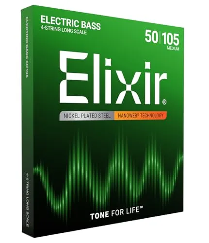 Elixir® Saiten Nickel-Wound 4-str. E-Basssaiten mit NANOWEB® Beschichtung - Gitarren- & Bass-Zubehör mit innovativer NANOWEB-Beschichtung für langlebigen, klaren Ton und reduzierten Greifgeräuschen – ideal für professionelle Bassisten.