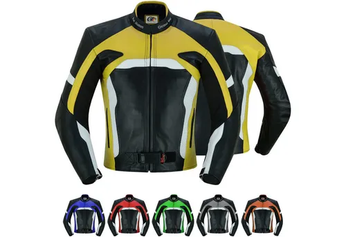 German Wear Motorradjacke GW409J Motorradjacke Büffelleder in gelb von German Wear