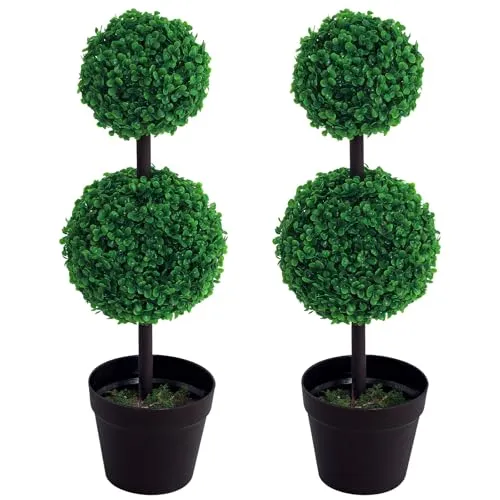 Outsunny Künstliche Pflanzen 2er Set 67 cm - Künstliche Pflanzen für Wohnzimmer, Schlafzimmer oder Büro. Mit authentischem Design und pflegeleicht – immer frisch und stabil im Zementtopf.