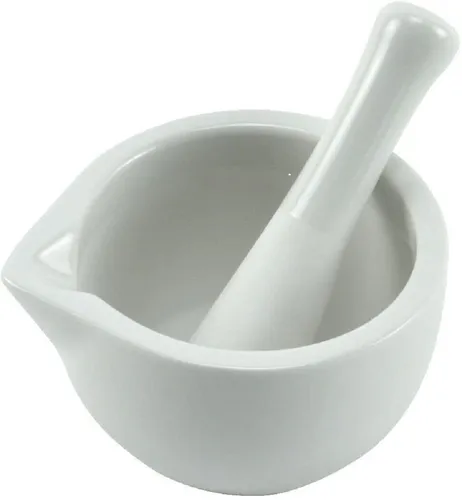 Mörser Küchenmörser Gewürzmörser mit Stößel aus Porzellan weiß