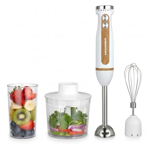 HEINNER HB-DC600WH 6-in-1 Elektrischer Stabmixer, 600W Pürierstab mit Zerkleinerer, 700ml Mixbecher & 500ml Zerkleinerungsbehälter, 3 Jahre Garantie