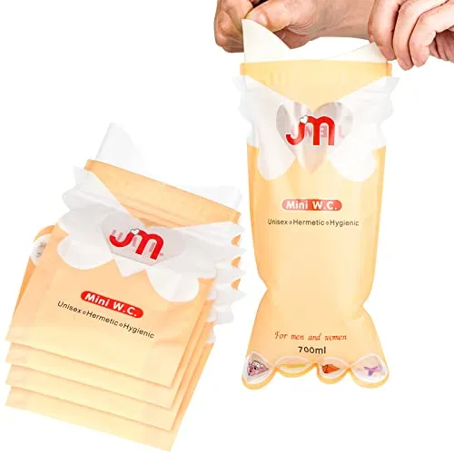 CUNQN Urinbeutel für Unterwegs 700ml Notfall Toilette Tragbare Natursekt Beutel für Frauen Männer Kinder Camping Reise Auto Stau Unterwegs 6 Stück