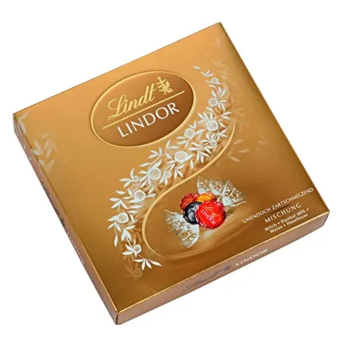 Lindt LINDOR Präsent Box Mischung – Schokoladengeschenk mit 15 Kugeln