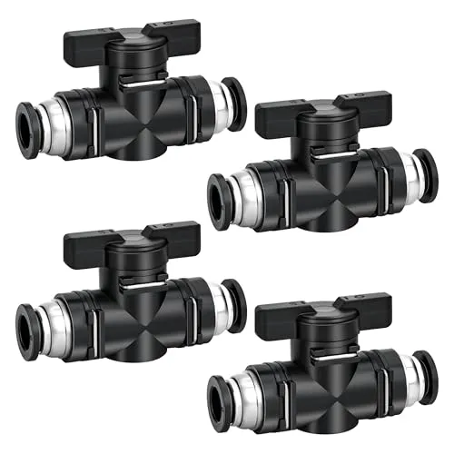 Pneumatik Steckverbinder Gerade 8 mm Pneumatischer Kugelhahn mit Absperrhahn für Schnellen Anschluss von Luftleitungen 4 Stück