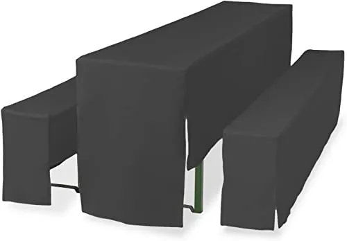 TexDeko Hussen für Bierzeltgarnitur 3TLG Set Premium PRO Blickdicht Biertischhussen 220cm (Tischbreite: 50cm, Anthrazit)