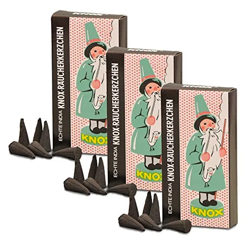 OLShop AG 3er Pack Knox Räucherkerzen Weihrauch-Myrrhe Ostalgie Design 3 x 24 Stück, Weihnachtskerze, Räucherkegel, Räucherpyramide