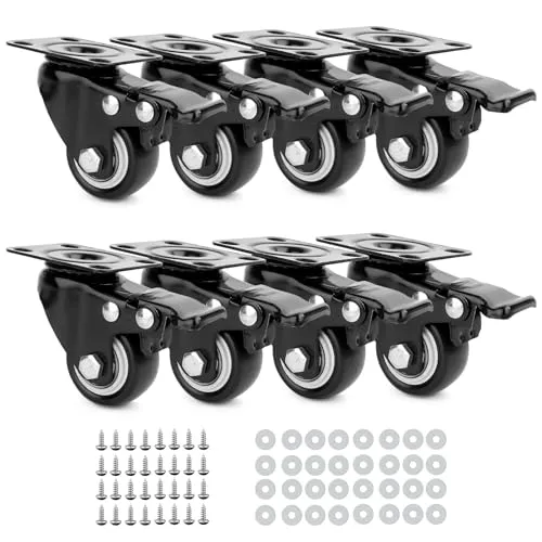 LWMTT 8er Möbelrollen 40mm Schwerlastrollen mit Bremse 360° Rollen für Möbel 8 Stk bis 200kg Leise Transportrollen mit Schrauben und Unterlegscheiben für Möbel Transport Tisch Kabinett