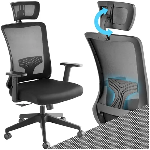 Produktbild tectake® Ergonomischer Bürostuhl mit Rückenstütze