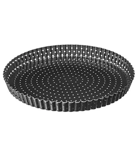 Kuchenform, perforiert, Quiche-Form, runde Kuchenform, Antihaftbeschichtung, abnehmbarer Boden, Kohlenstoffstahl (Durchmesser 28 cm) 1 x