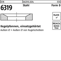 Kegelpfanne DIN 6319 FormD D 23,2x36x7,5 Stahl einsatzgehärtet 10 Stück