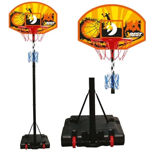 Best Sporting Basketballständer 205-265cm - Höhenverstellbarer Outdoor Basketballständer für Kinder, stabiler Standfuß befüllbar mit Wasser oder Sand, ideal für Spielspaß im Freien.