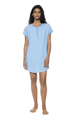 Mey Nachtwäsche Serie Small Stripes Damen Nachthemden Summer Blue XL(44) - Nachthemden für Damen: Komfortables Bigshirt aus 100% Baumwolle mit lässiger Passform, ideal für entspannte Sommernächte.