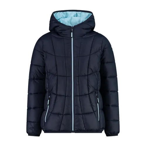 CMP KID G Jacket FIX Hood black blue (N950) 152 - Outdoor Freizeitjacke für Kinder mit wasserabweisender Behandlung, ideal für leichtes Regenwetter. Wattierung 'Feel Warm Flock' sorgt für Wärme ohne viel Volumen.