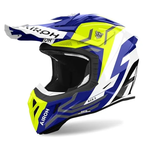 AIROH AVIATOR ACE2 GROUND YELLOW GLOSS XL - Motorradhelm mit ECE 22 06 Zulassung, aus hochwertigem Komposit-Carbon für maximalen Schutz und Komfort.