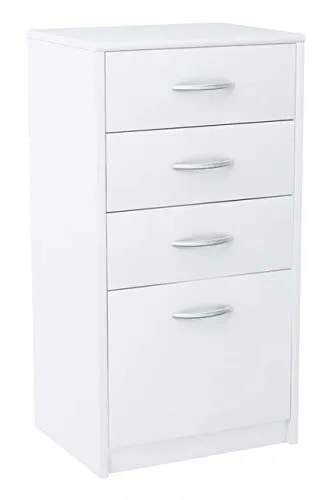 Matkam Möbel Kommode, Weiß, 4 Schubladen - Elegante Kommode aus Holzwerkstoff, ideal für Wohnzimmer oder Schlafzimmer. Mit 4 geräumigen Schubladen und pflegeleichter Oberfläche bietet sie viel Stauraum und passt perfekt in enge Räume.