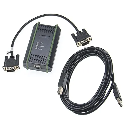 vhbw USB Programmierkabel PLC, MPI kompatibel mit Siemens Simatic S7-300 PLC, S7-400 PLC Funkgerät - Seriell Adapter Konverter, schwarz