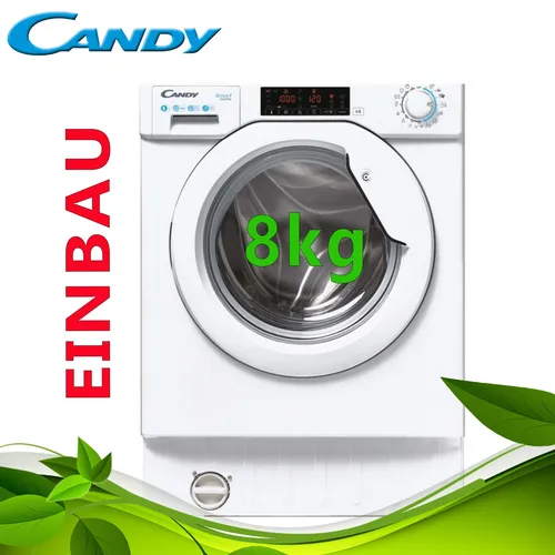 Candy CBW 48TWME-S Einbau-Waschmaschine - Frontlader mit 8 kg Fassungsvermögen, 1400 U/min und Smart Inverter Technologie für höchsten Komfort und Energieeffizienz.