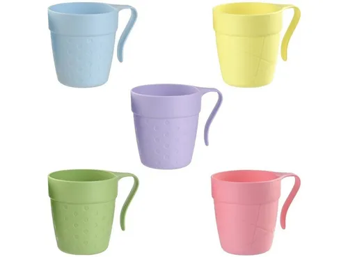 Engelland Kinderbecher Plastikbecher mit Henkel, 5-tlg., Kunststoff, BPA-frei, mit Henkel, bunte Mischung, 0,33 Liter