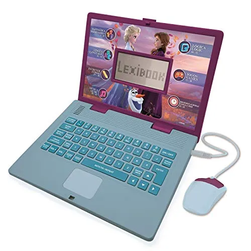 Lexibook, Disney Frozen 2, Bilingue Laptop Portugiesisch / Englisch, 124 Varianten für UMA Lernen, lustig und interativ, Mathematik, Logik, Musik, Relogik, JC598FZi4