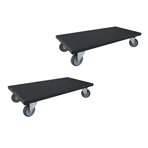 FOXCUP 2 Stück Transportroller, 200 kg Tragfähigkeit, 300x600 mm, Gummiräder, Schwarz, Versatile, Rubber-Wheeled Handwagen