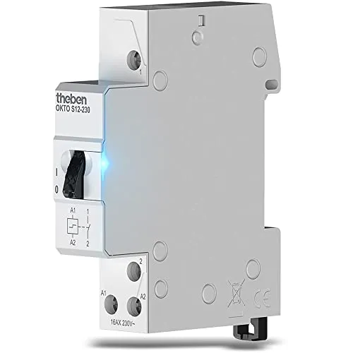 Theben 3120120 Okto S12-230 Stromstoßschalter I Stromstoßrelais I 230V I Elektromechanisch I DIN-Schiene I Hutschiene I 1 Schließer I LED BIS 200W I Lichtsteuerung (1er Pack)