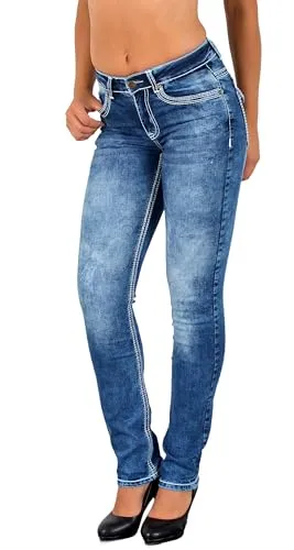 ESRA Damen Jeanshose Straight Leg J755 - Die ESRA Straight Leg Jeanshose für Damen bietet dank hochwertiger Baumwolle und idealem Stretch höchsten Tragekomfort. Mit 5-Pocket-Design und Gürtelschlaufen ist sie bis Größe 52 erhältlich – ideal für jeden Tag!