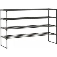 Relaxdays Schuhregal Metall Schwarz Stapelbar Stecksystem 4 Ebenen 72 cm x 117 cm x 30 cm