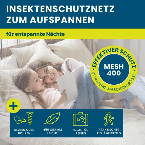 Hoberg Moskitonetz Insekten-Baldachin 60x1200x250cm - Moskitonetz für Einzel- und Doppelbetten, effektiver Mückenschutz aus hochwertigem Polyester für einen erholsamen Schlaf.