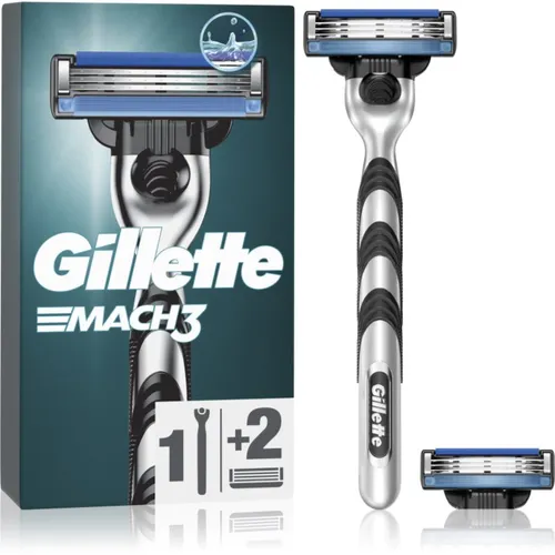 Gillette Mach3 Rasierer + 2 Rasierklingen - Rasierer für Herren mit präzisen Klingen und Feuchtigkeitsband für eine 100% glatte Rasur. Ideal für ein perfekt rasiertes Gesicht nach Ihren Vorstellungen.