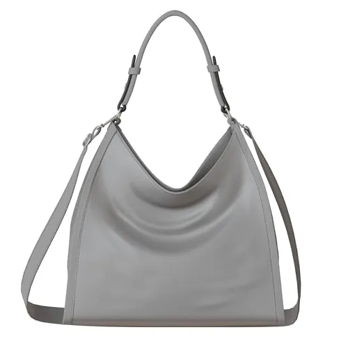 Damen Umhänge Schulter Hand Shopper Tasche 30624 Grey - Handtaschen-Accessoires aus veganem Leder, pflegeleicht und elegant, ideal für Business und Freizeit.