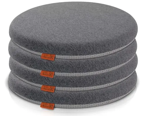 DYNMC you Sitzkissen Stuhl - 4er Set Mittelhart H3 - Stuhlkissen aus hochwertigem Memory-Schaumstoff, ideal für optimalen Sitzkomfort und ergonomische Unterstützung, Farbe: Grau