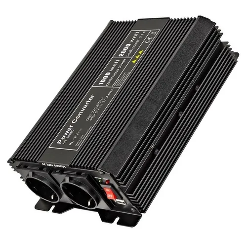 Spannungswandler 1000W - 12V DC in 230V AC Umwandlung - Spannungswandler für Geräte bis 1000W mit USB-Anschluss, ideal für Camping oder mobile Anwendungen. Mit eingebautem Lüfter und externer Sicherung für maximale Sicherheit.