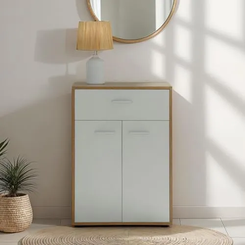 CARO-Möbel Highboard TOMMY - Hochwertiges Highboard in verschiedenen Farben, ideal für modernen Stauraum mit 1 Schublade und 2 Türen. Reibungs- und kratzfeste Oberfläche für einfache Pflege.