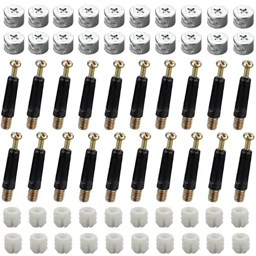 Sätze (120 Stück) Möbelverbinder Schrankverbinder Set M15 Passschraube Exzenternocken und Bolzen Passdübel M6 x 40mm Vorgesetzten Muttern für Schrank/Kommode 40