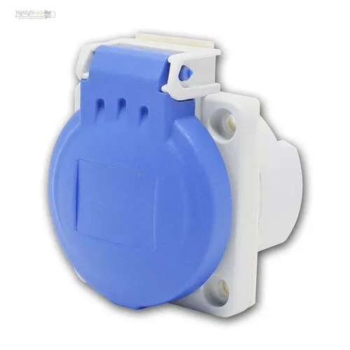 Einbau-Steckdose blau, Schutzkontakt Kupplung Wandverteiler 16A IP54 Klappdeckel