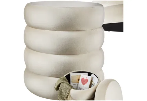 tectake® Hocker mit Stauraum, Scandi Sitzhocker Samt - Stilvoller Hocker mit Stauraum für jedes Zimmer. Der abnehmbare Polsterdeckel sorgt für hohen Sitzkomfort und ermöglicht die Aufbewahrung von Decken oder Spielzeug. Perfekt für Wohnzimmer, Schlafzimmer oder Flur.