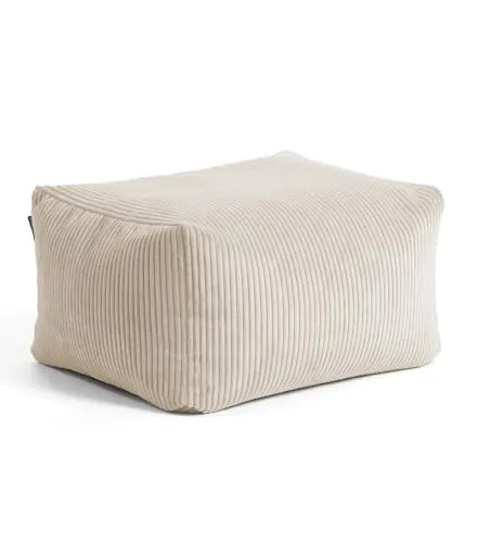 mokebo Pouf 'Der Ruhestifter' - Beige - Stilvolle Hocker, hergestellt in Deutschland aus hochwertigen Materialien, flexibel einsetzbar als Fußhocker, Beistelltisch oder Sitzpouf mit anpassbarer EPS-Perlen-Füllung für optimalen Komfort.