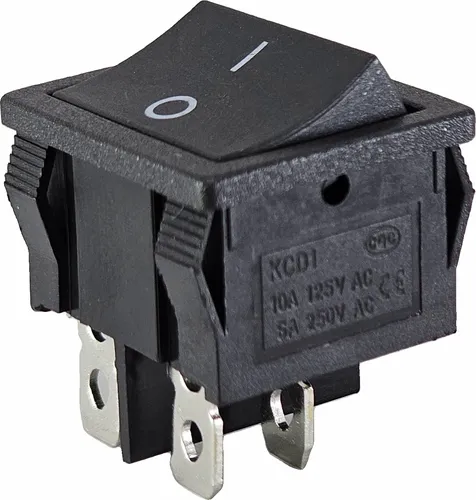 Wippenschalter schwarz, Wippe unbeleuchtet 4 pin 6A 250VAC Geräteschalter, 20x22 mm