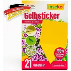 inseko Gelbsticker I Gelbtafeln gegen Trauermücken I Gelbfalle 100% giftfrei - 1 Packung (442277) 21 x